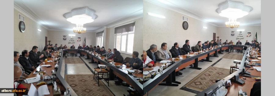 جلسه ای با حضور فرماندار محترم شهرستان هشتگرد جناب آقای دکتر البرزی و مسئولین شهرستان هشتگرد و جناب آقای دکتر قبادیان ریاست محترم دانشگاه فرهنگیان استان البرز  و هیات همراه جهت پیگیری و مسائل و مشکلات دانشگاه فرهنگیان 2